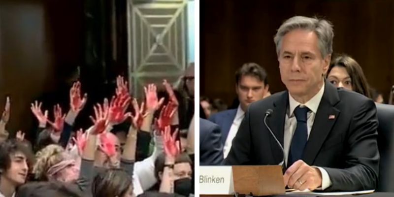 BREAKING: Anti-Israel protesters disrupt Antony Blinken's testimony in the House
