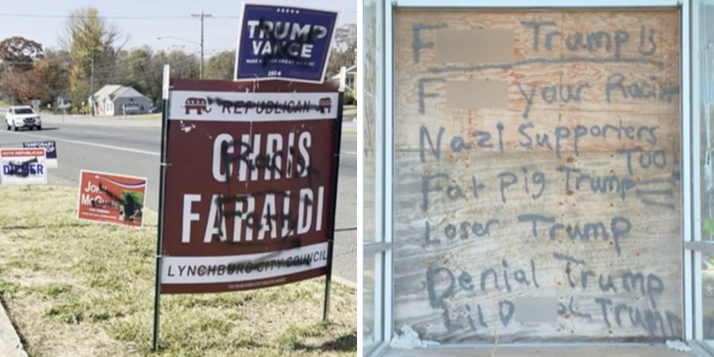 'F*ck your racist Nazi supporters': GOP campaign signs, Trump pop-up store vandalized with spray paint in Virginia
