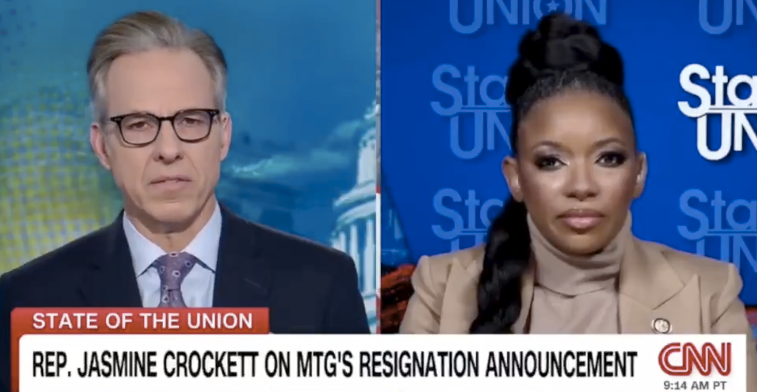 Jasmine Crockett mocks MTG resignation, says everyone else can take the heat but her