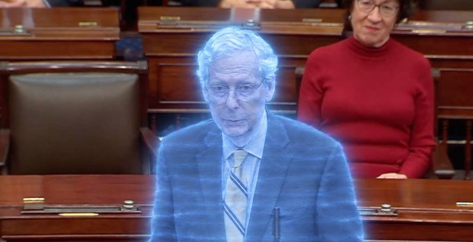 Mitch McConnell appears to reappear on Senate floor