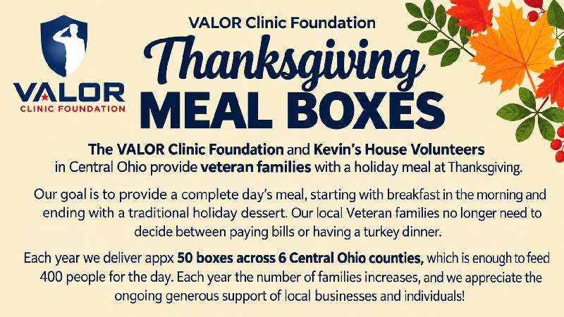 Give the Gift of a Holiday Meal to Local Veterans — Through Ohio VALOR and Kevin's House Volunteers