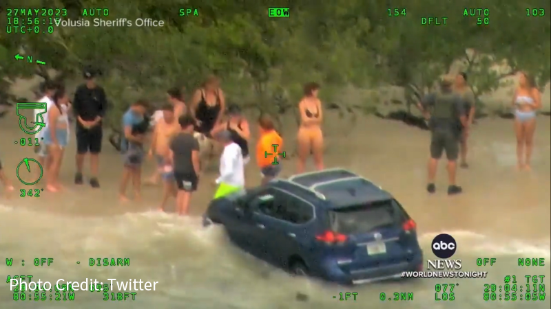 Watch: Allegedly Drunk Woman Drives Car Onto Beach, Almost Hits Child, Ends Up in Water