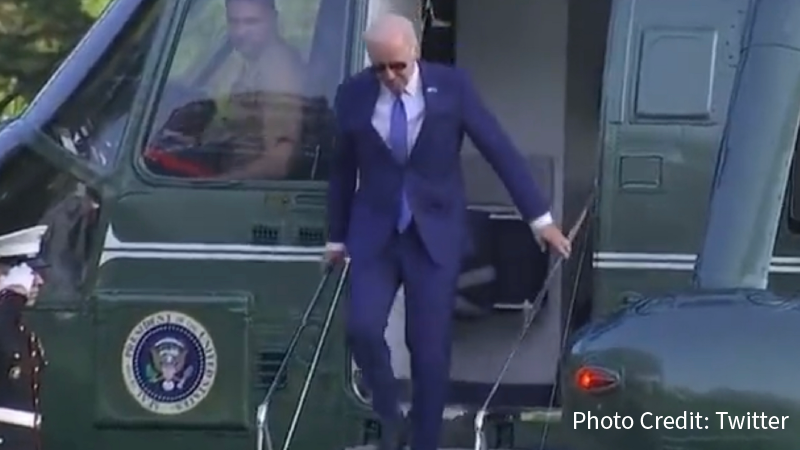 Right After Biden Fell On Stage, He Had Another “Accident” Getting Off His Helicopter