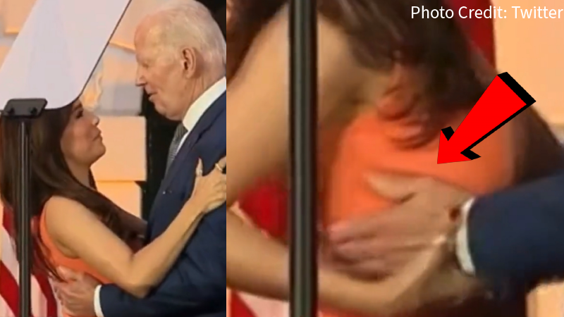 Eva Longoria Recoils, Pushes Biden's Wandering Hands Away at White House Event
