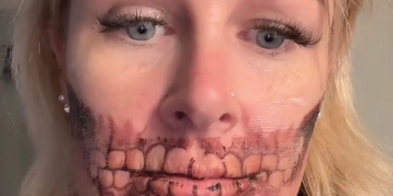 Look: Women Horrified After Her ‘Temporary’ Scary Halloween Tattoo Won’t Come Off