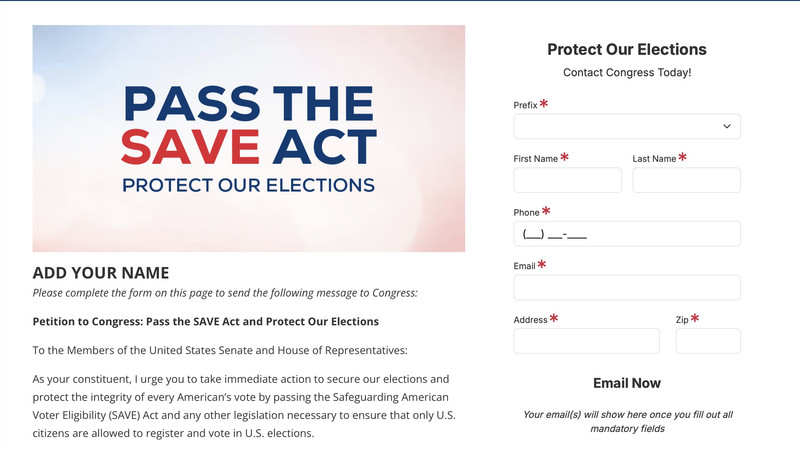 Sign the Petition to Pass the SAVE Act!