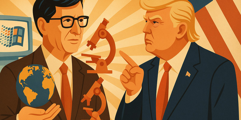 Bill Gates Begs Trump To Fund Global Health While Trump Asks If Windows 95 Finally Works